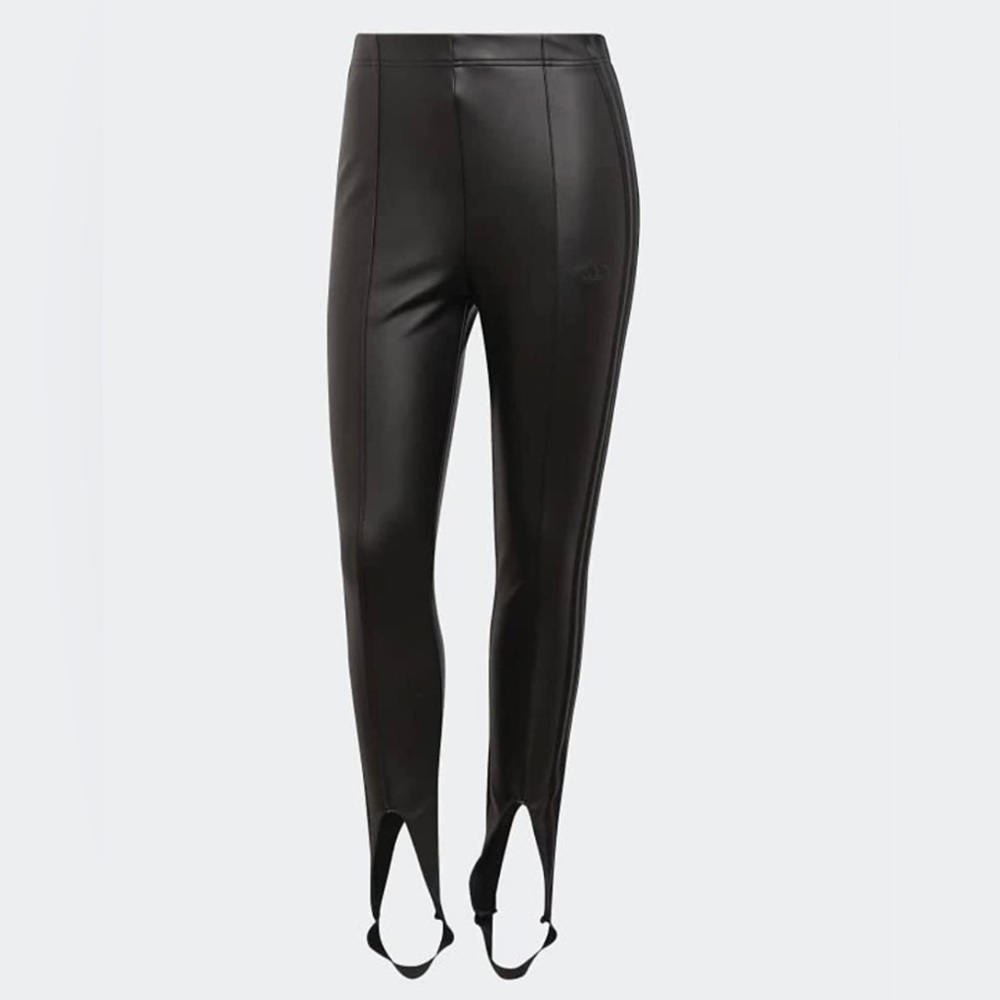 Adidas Originals Women’s Blue Version Faux Leather Leggings, Black, Small